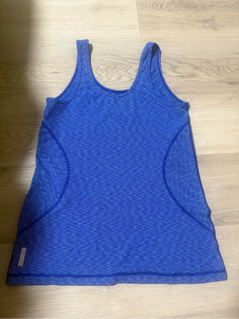 Zella Double Scoop Striped Workout Tank Top Blue Women’s Size Large